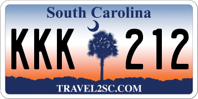SC license plate KKK212