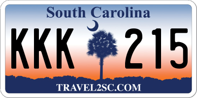 SC license plate KKK215
