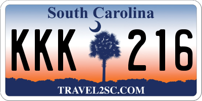 SC license plate KKK216