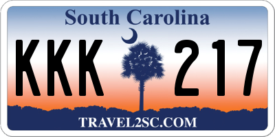 SC license plate KKK217