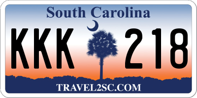 SC license plate KKK218