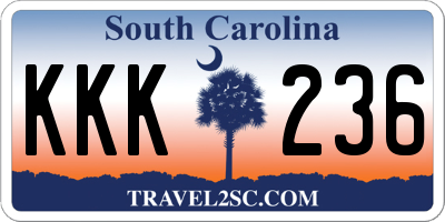 SC license plate KKK236