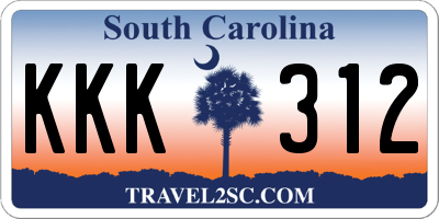SC license plate KKK312
