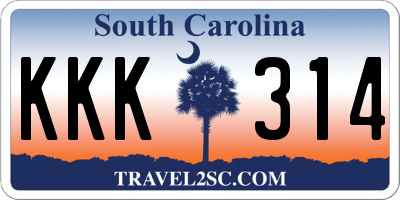 SC license plate KKK314