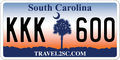 SC license plate KKK600