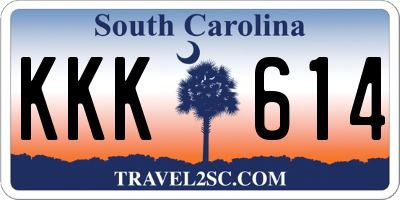 SC license plate KKK614