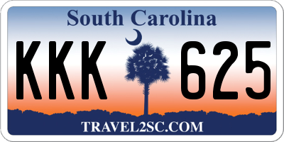 SC license plate KKK625