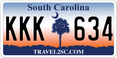 SC license plate KKK634