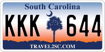 SC license plate KKK644