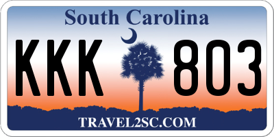 SC license plate KKK803