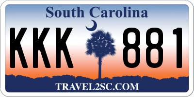 SC license plate KKK881