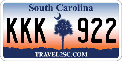 SC license plate KKK922