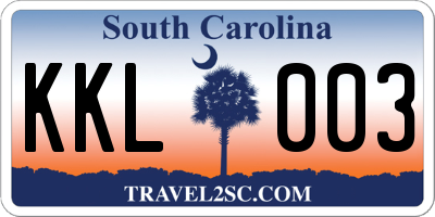 SC license plate KKL003