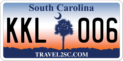 SC license plate KKL006