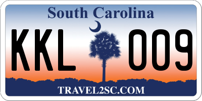SC license plate KKL009