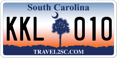 SC license plate KKL010