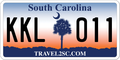 SC license plate KKL011