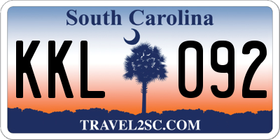 SC license plate KKL092