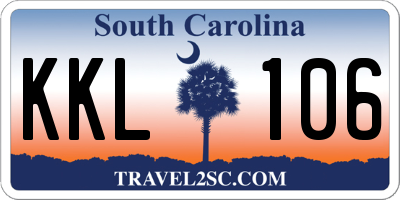 SC license plate KKL106