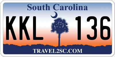 SC license plate KKL136
