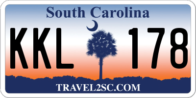 SC license plate KKL178