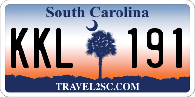 SC license plate KKL191
