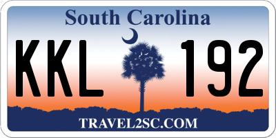 SC license plate KKL192