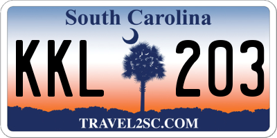 SC license plate KKL203