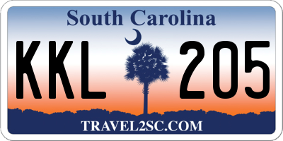 SC license plate KKL205