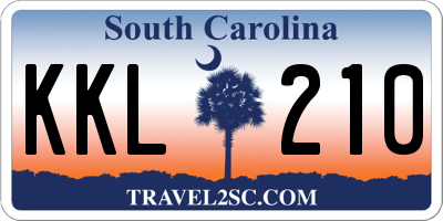 SC license plate KKL210