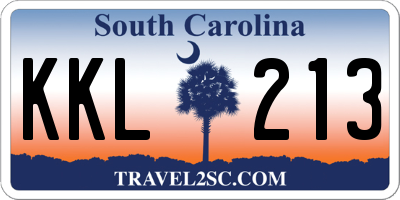 SC license plate KKL213