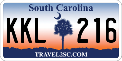 SC license plate KKL216