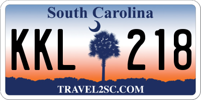 SC license plate KKL218