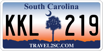 SC license plate KKL219
