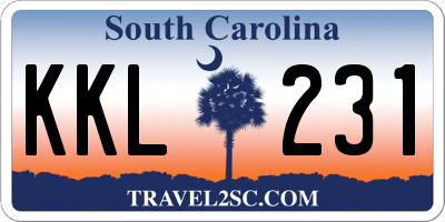 SC license plate KKL231