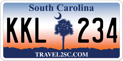 SC license plate KKL234