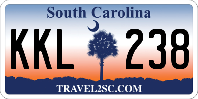 SC license plate KKL238