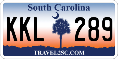 SC license plate KKL289