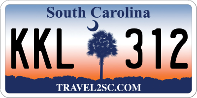 SC license plate KKL312