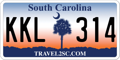 SC license plate KKL314