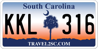 SC license plate KKL316