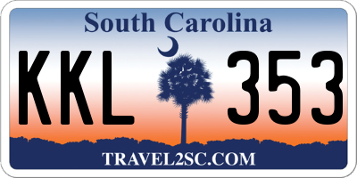 SC license plate KKL353