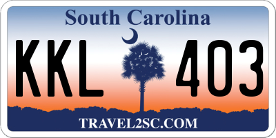 SC license plate KKL403