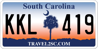 SC license plate KKL419
