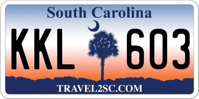 SC license plate KKL603