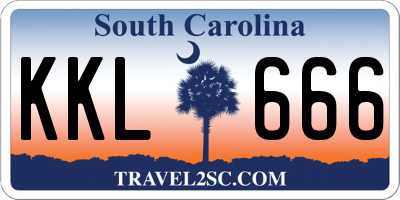 SC license plate KKL666