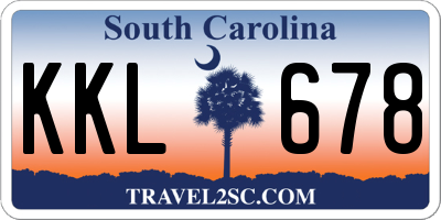 SC license plate KKL678