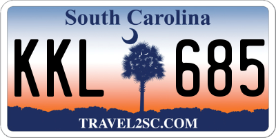 SC license plate KKL685