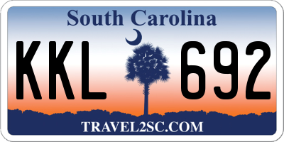 SC license plate KKL692