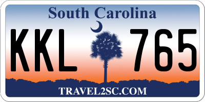 SC license plate KKL765